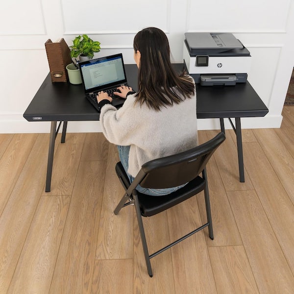 Lifetime 60 in. L Rectangle Black Resin Top Work From Home Desk
