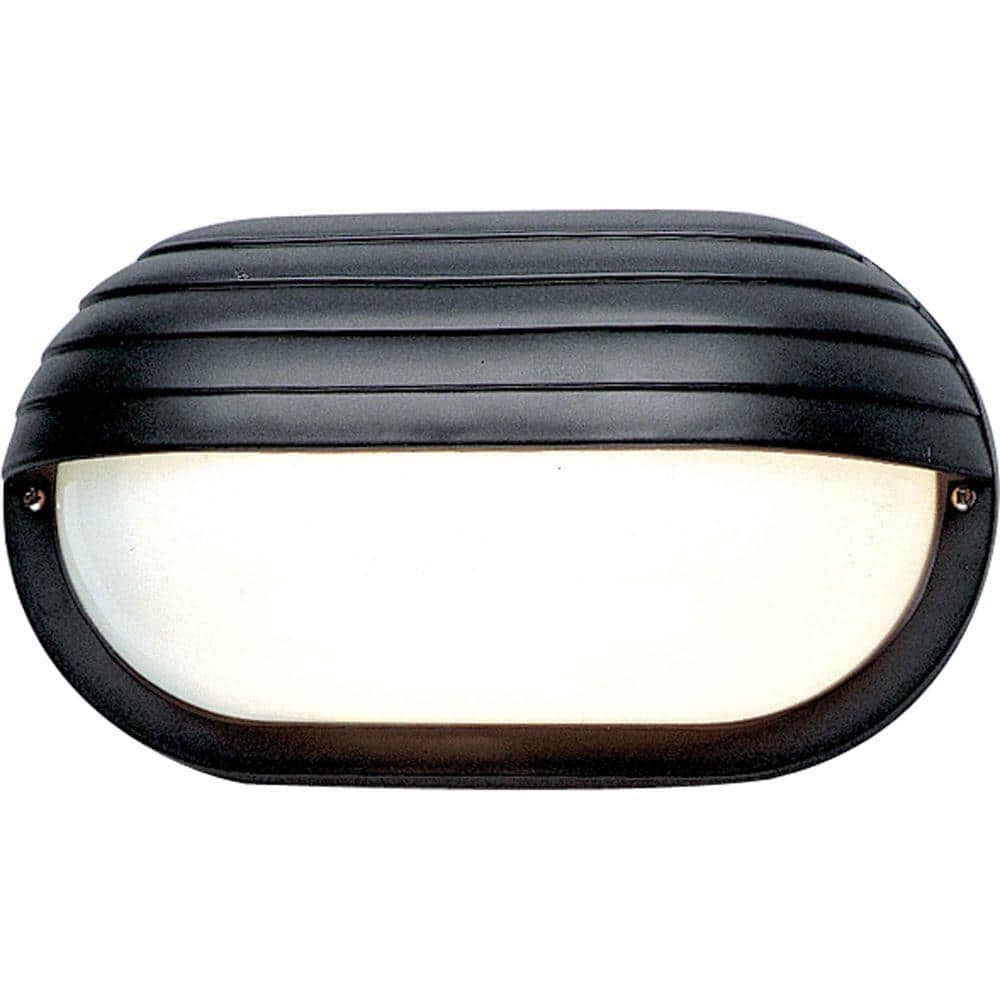 Black Hardwired Indoor or Outdoor Convertible Coach Light Ceiling Flush Mount/Wall Sconce with White Semi-Oval Lens price history on PriceWatchPro