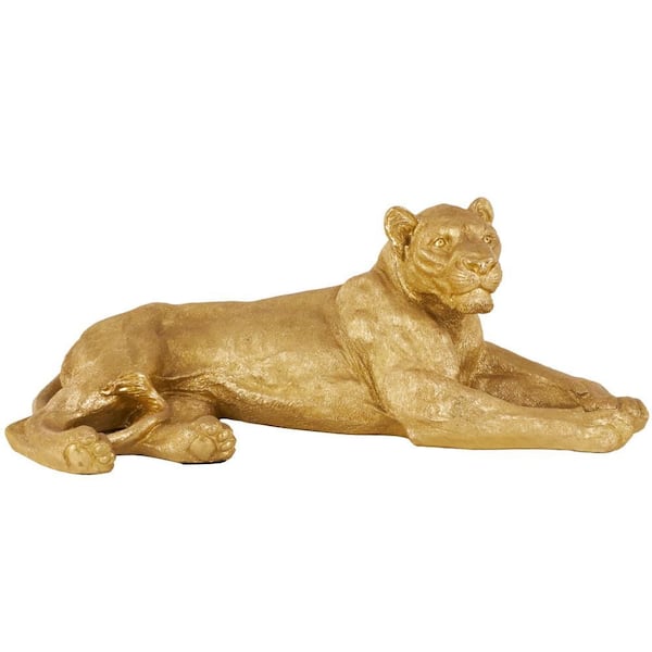 GOLD LION KT66　ペア　二本 Litton Lane Gold 44 in. x 16 in. Resin Laying Leopard Sculpture