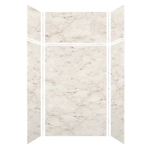 48 in. W x 96 in. H x 36 in. D 6-Piece Glue to Wall Alcove Shower Wall Kit with Extension in Biscotti Marble Velvet