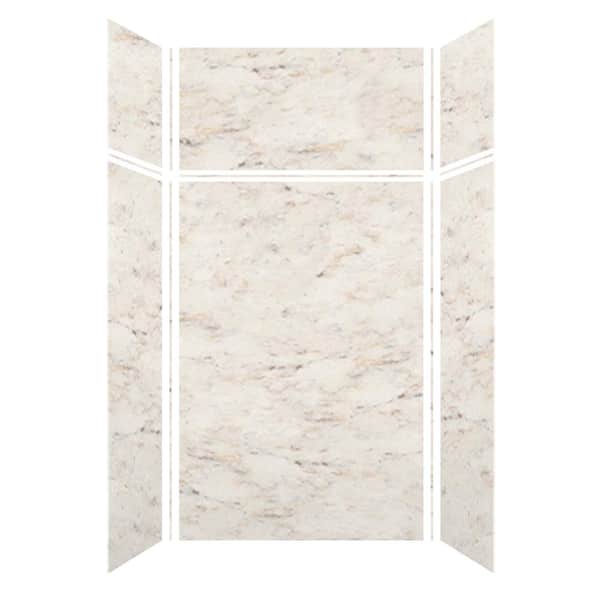 Transolid 48 in. W x 96 in. H x 36 in. D 6-Piece Glue to Wall Alcove Shower Wall Kit with Extension in Biscotti Marble Velvet