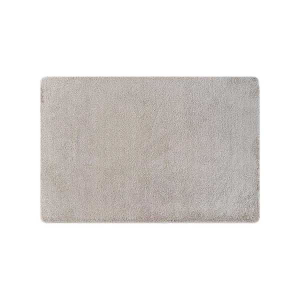 Silky Gray 2 ft. x 3 ft. Solid Plus Thick Pile Non Slip Easy Clean Non Shedding Modern Door Mat Indoor Area Rug