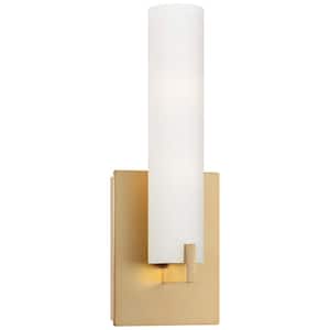 Tube 1-Light Honey Gold Integrated LED Sconce
