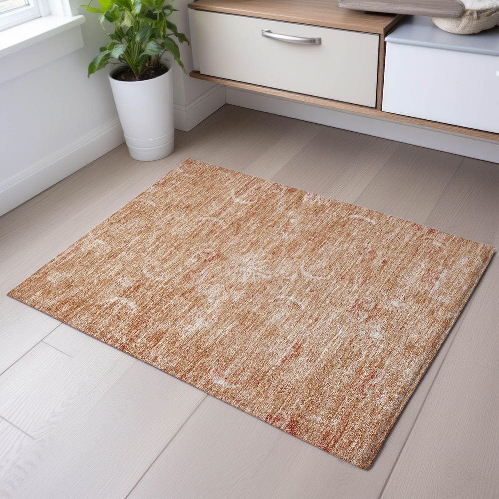 Mayfield Premium Machine Washable Abstract AMF1083 Salmon 2 ft. x 3 ft. Area Rug price history on PriceWatchPro