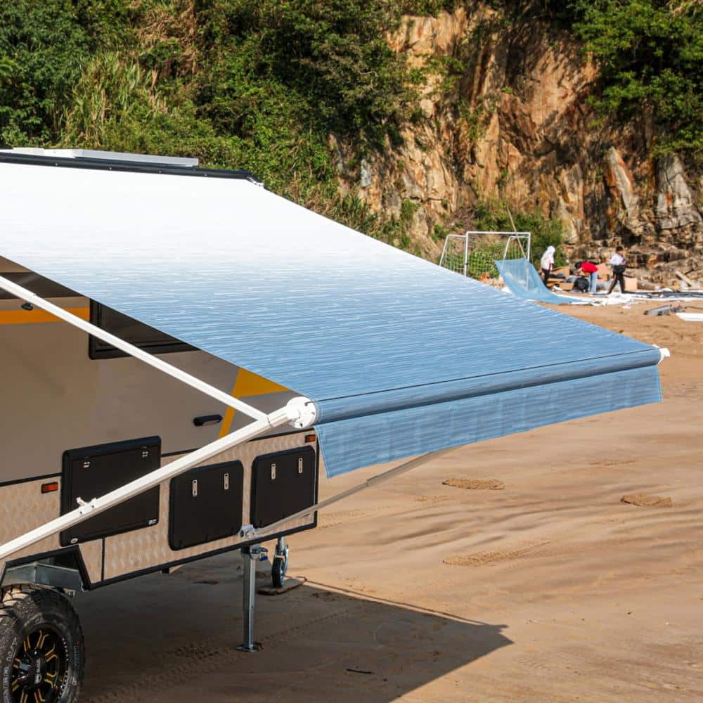 Blue Fade 10' x 8' Retractable RV and Patio Awning