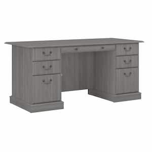 Saratoga 65.98 in. Rectangular Modern Gray 6 Drawer Desk