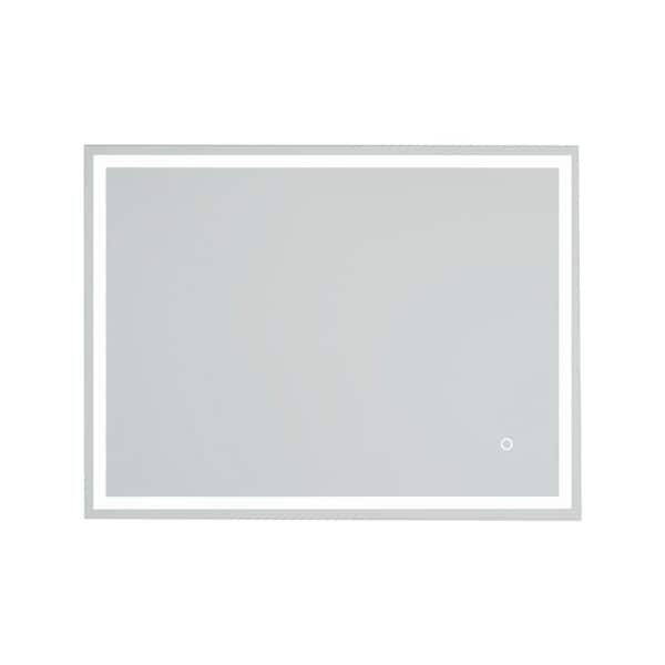 Unbranded 32 in. W x 24 in. H Large Rectangular Frameless Bluetooth LED Anti-Fog Wall-Mount Bathroom Vanity Mirror in Silver