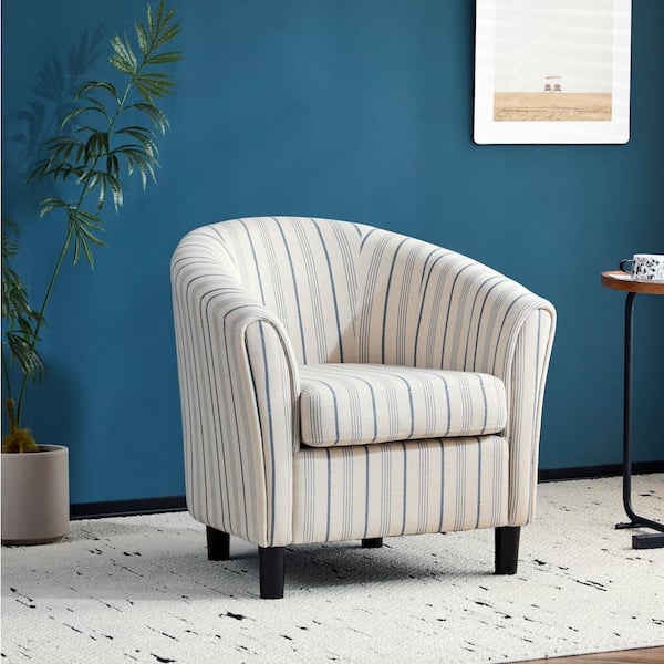 CHRISTOPHER KNIGHT HOME Napoli Indoor Beige and Blue Stripe Fabric Club Chair