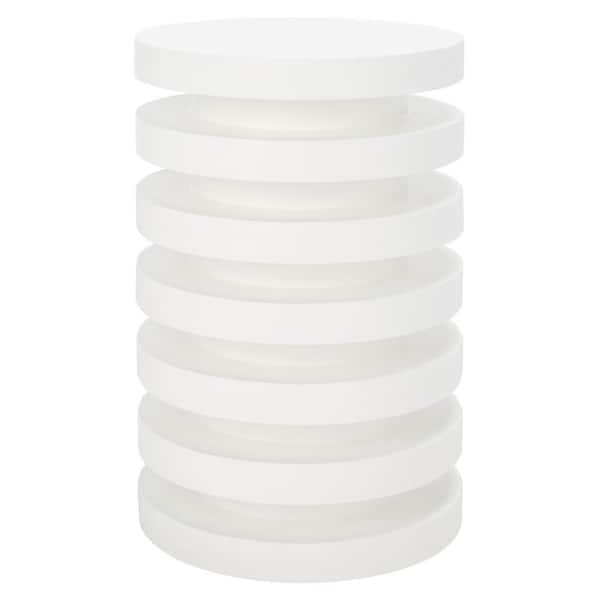 SAFAVIEH Kaysar 11.8 in. White Round Wood End Table