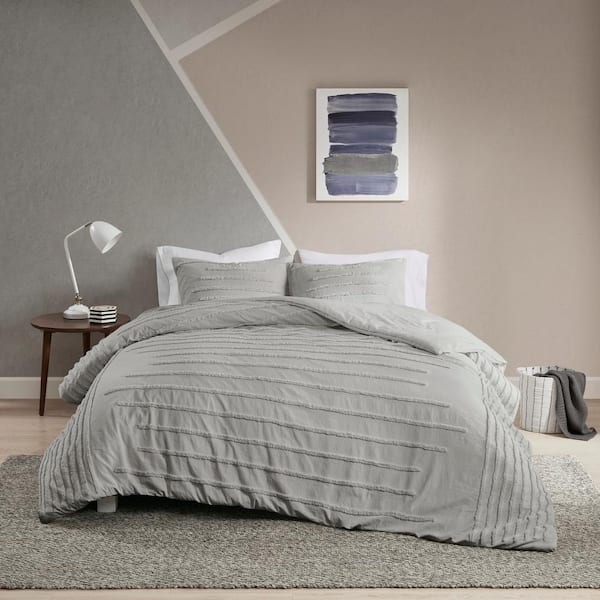 Urban Habitat Camden 3-Piece Grey Full/Queen Cotton Chenille Comforter Set