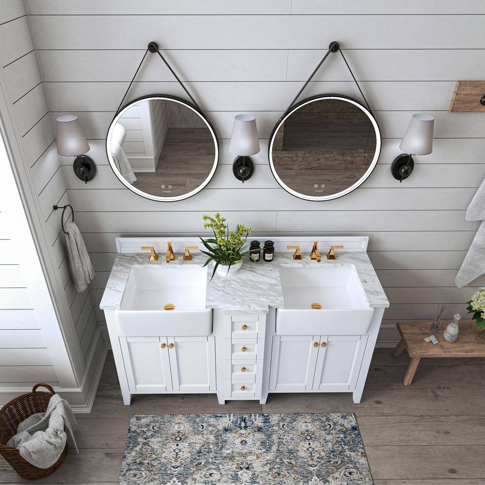 Adeline 60'' White Double Farmhouse Wood Vanity