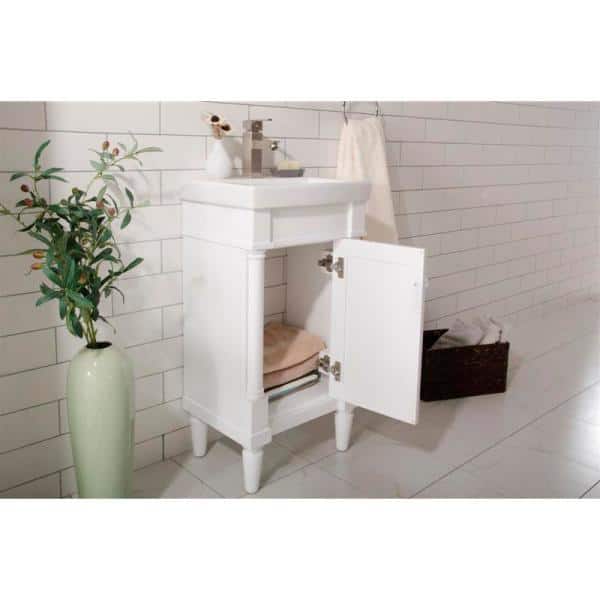 White Ceramic Top Single Freestanding Bathroom Vanity