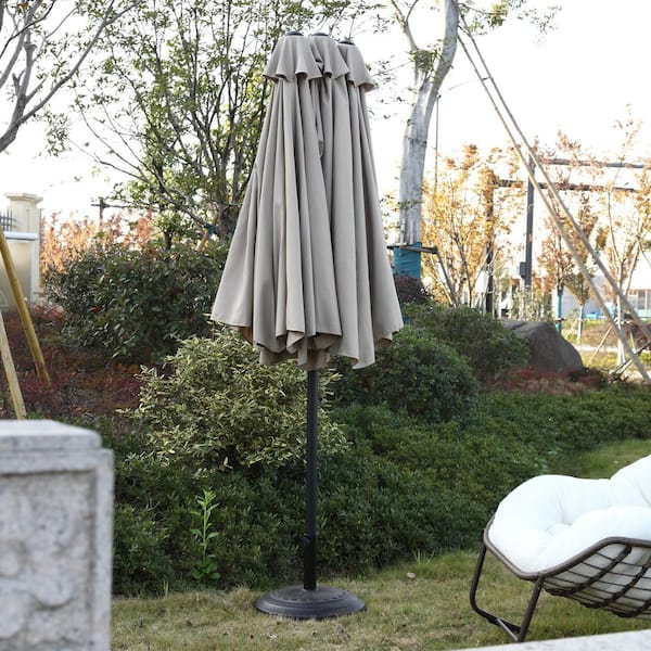 15 ft patio umbrella with tilt Tidoin 15 ft. Steel Market Tilt Patio Umbrella in Khaki