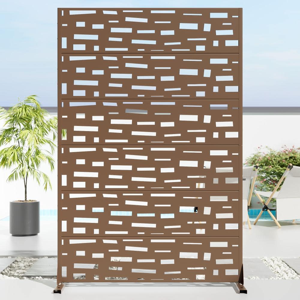 47 in. W x 72 in. H Brown Galvanized Steel Freestanding Wide Slice Cut Patio Divider Screen (1-Pack) price history on PriceWatchPro