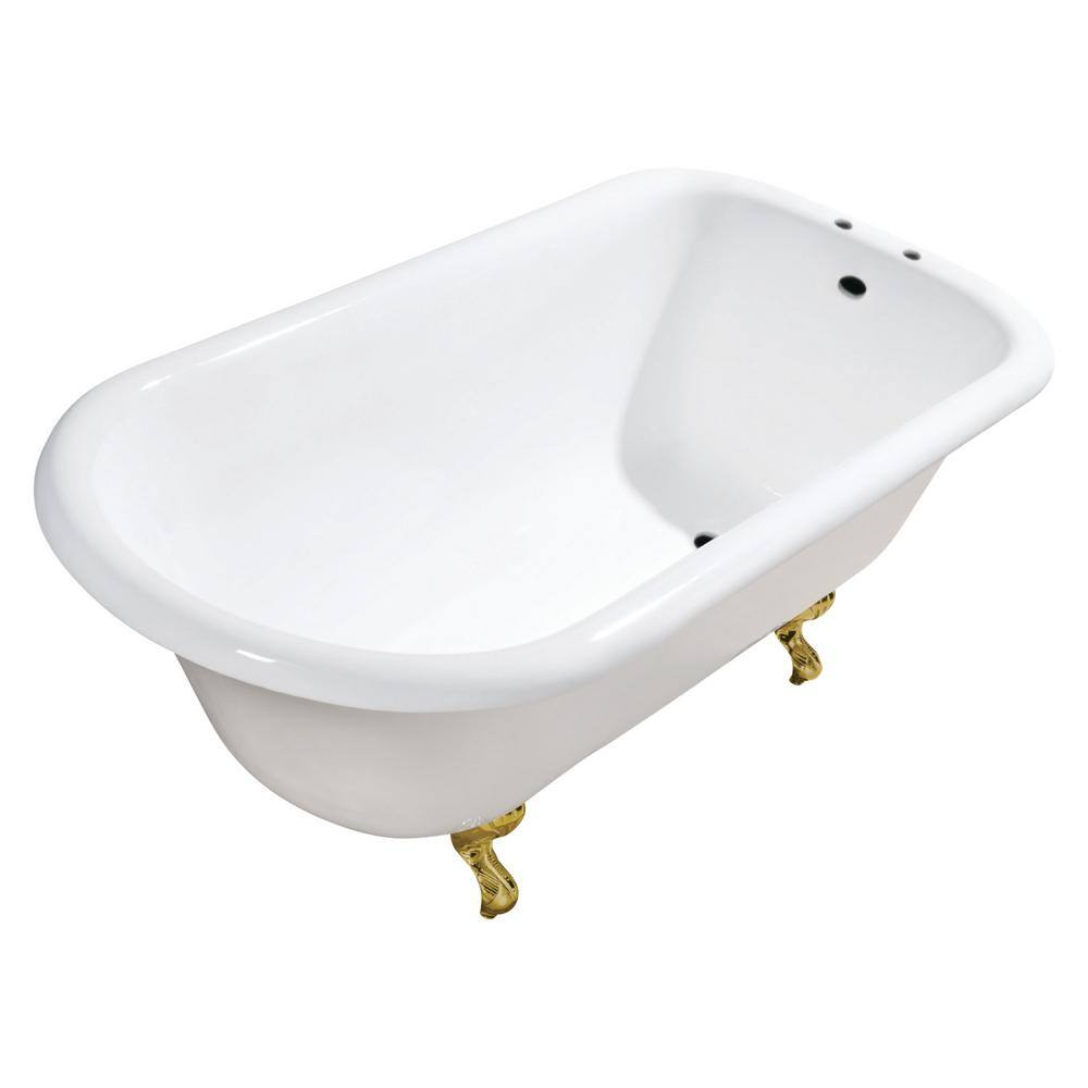 Kingston Brass Aqua Eden 48 in. x 30 in. Cast Iron Clawfoot Bathtub in ...