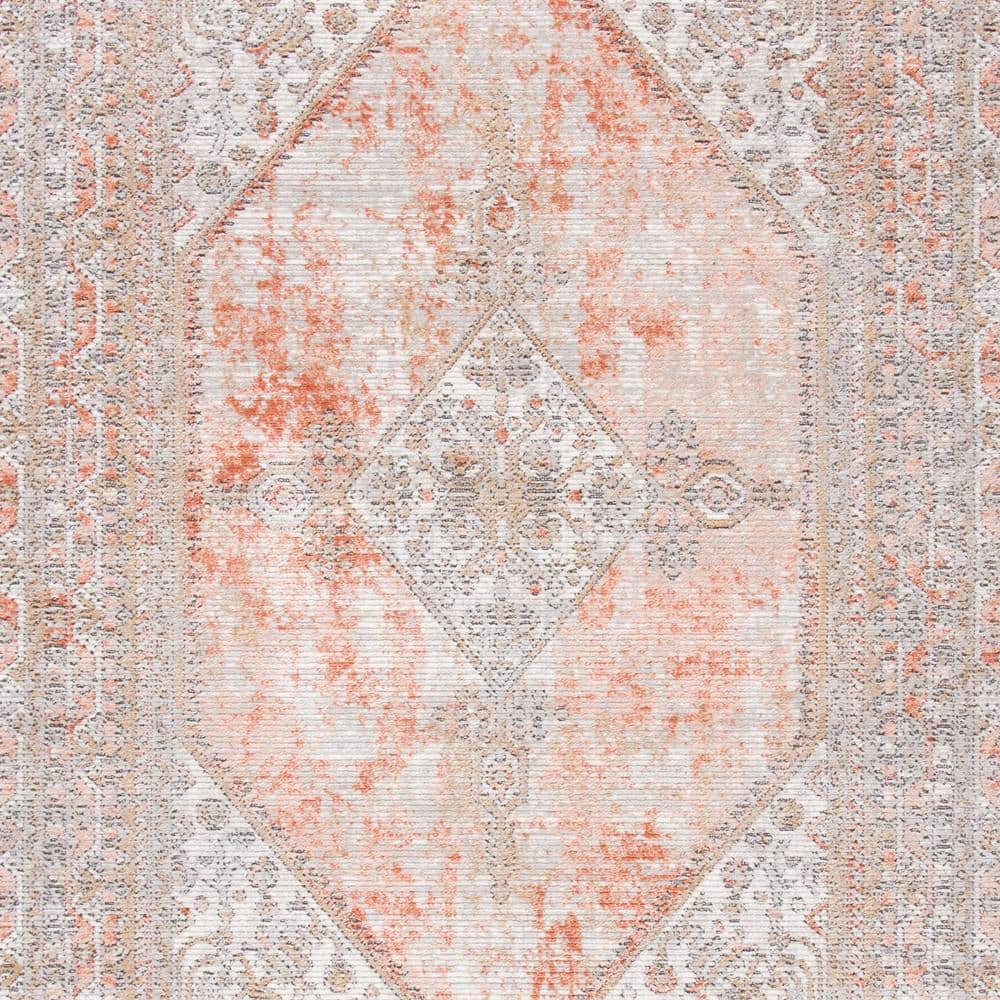 Shivan Rose and Gray Medallion Distressed Area Rug