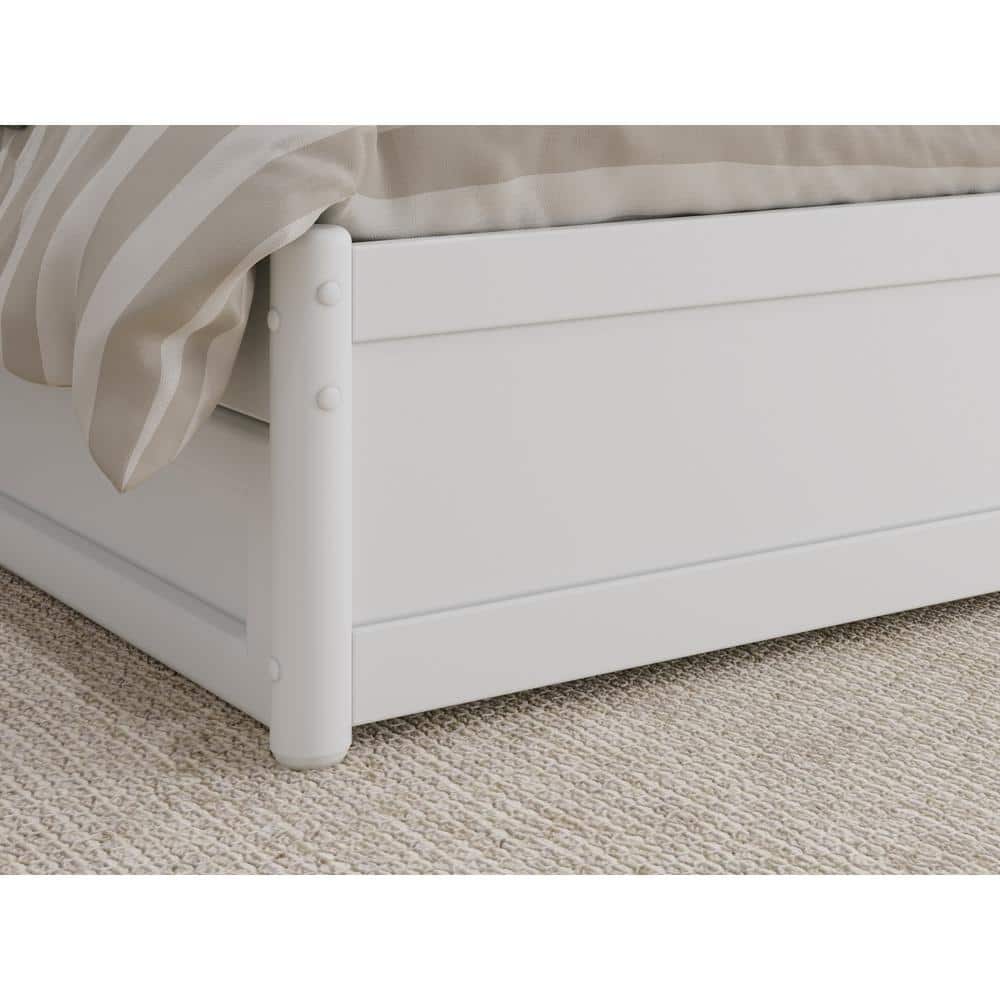 Wesley White King Wood Platform Bed with Twin XL Trundle