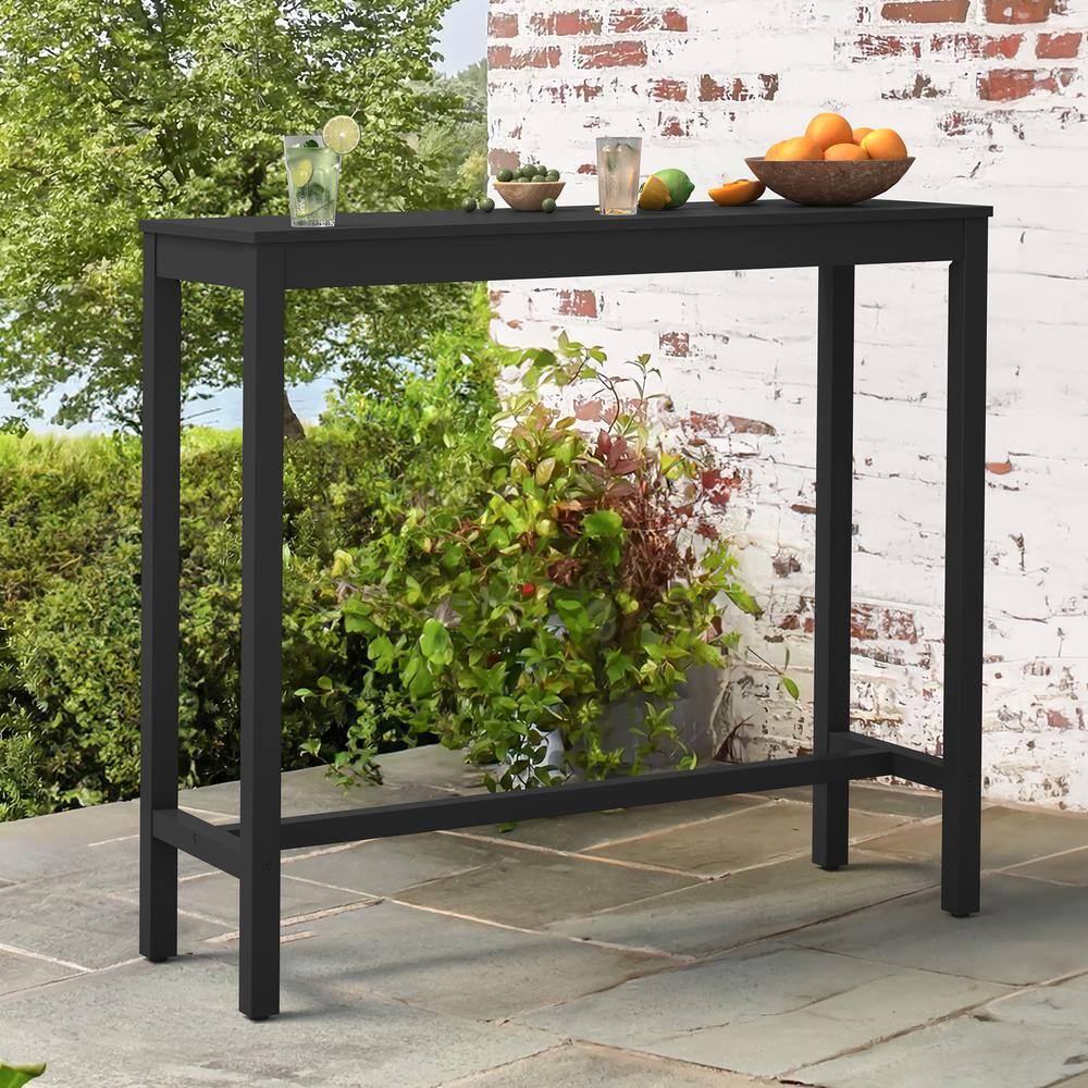 45" Black Acacia Wood Counter Height Bar Table