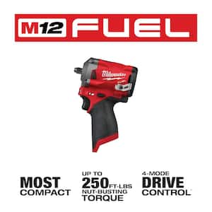 M12 FUEL 12-Volt Lithium-Ion Brushless Cordless Stubby 3/8 in. Impact Wrench w/4.0 Ah Starter Kit