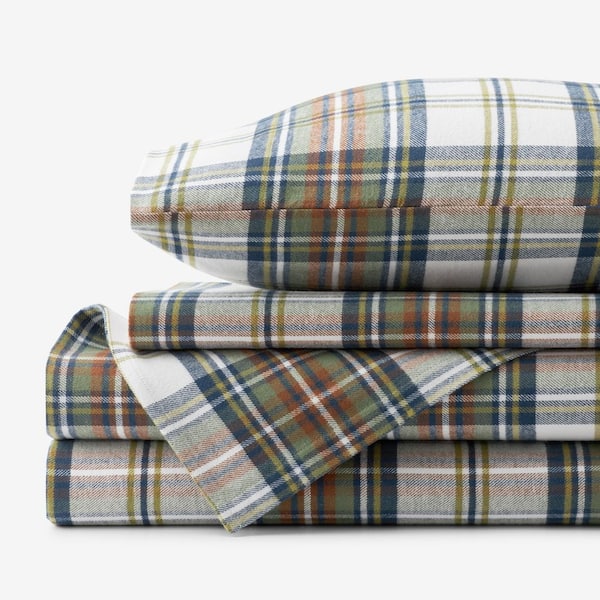The Company Store Legends Hotel Charles Plaid Velvet Flannel (Yarn-Dyed) Multi Cotton King Sheet Set