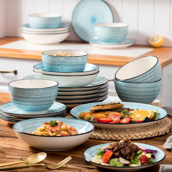 Vancasso Bonbon Green Dinnerware Set, 24 Pieces - Stoneware, Ceramic, Safe  Material, Stackable, Versatile, Perfect for Dinner Service