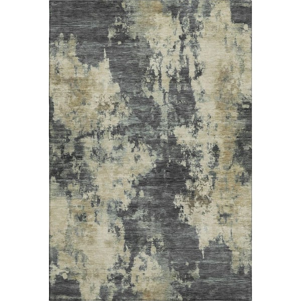 Mayfield Premium Machine Washable Abstract AMF2066 Gray 10 ft. x 14 ft. Area Rug