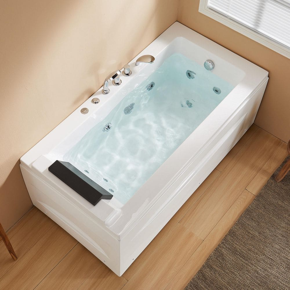 HOROW 59 in. x 29.5 in. Whirlpool Bathtub with Right Drain in