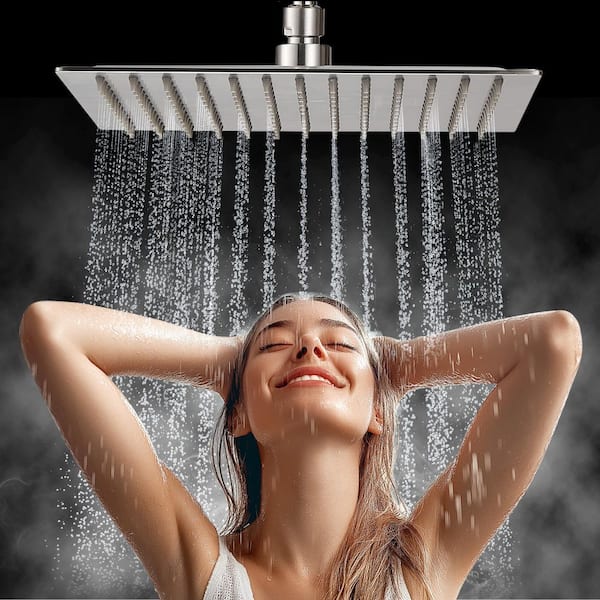 Rain Shower Head Combo 5-Spray 8 in. Wall Mount Dual Shower Heads and Handheld Shower Head w/ 2.5 GPM in Brushed Nickel
