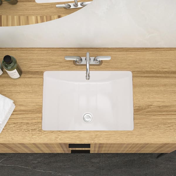 Tahanbath 19.7 in. x 14 in. White Ceramic Rectangular Undermount