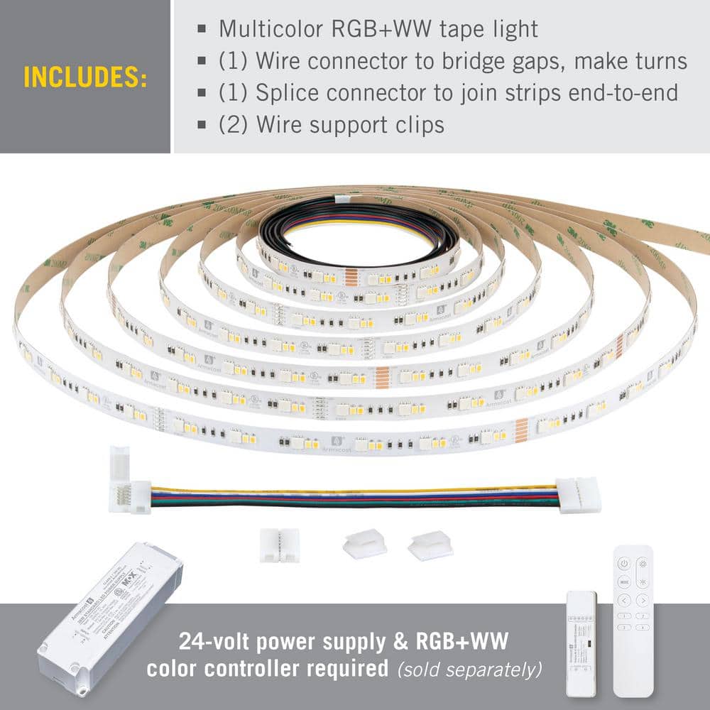 RibbonFlex Pro 24V RGB+WW LED Tape Light 32 Feet