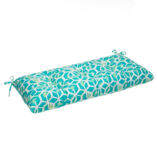 Grouchy Goose Cubed 44 in. x 18.5 in. x 6 in. Outdoor Tufted Rectangular Loveseat Cushion in Teal