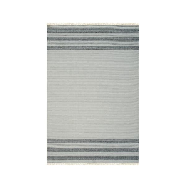White 6 ft. x 9 ft. Hand-Knotted Wool Modern Handloom Flat Weave Durrie Rug, Area Rug