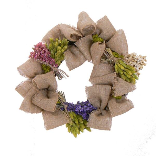 The Christmas Tree Company Blooms with Burlap 20 in. Dried Floral Wreath-DISCONTINUED