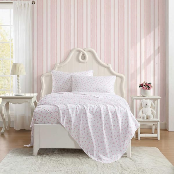 Busy Bee 3-Piece Pink/Green Microfiber Twin Xl Sheet Set