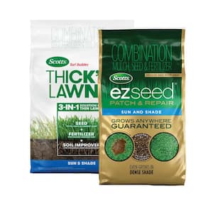 Turf Builder Thick'R 12 lbs. Sun and Shade and EZ Seed 10 lbs. Sun and Shade Patch and Repair Grass Seed 2-Bag Bundle