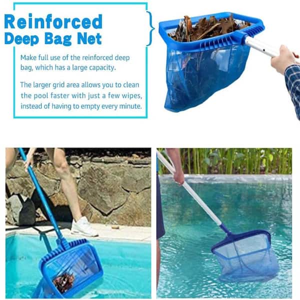 Pool Skimmer Net, Heavy Duty Leaf Rake Cleaning Tool, Fine Mesh Net Bag  Catcher