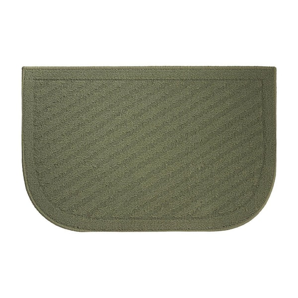 Creative Home Ideas Griddle Textured Loop Sage Green 18 in. x 30 in. Slice Wedge Shaped Kitchen Rug