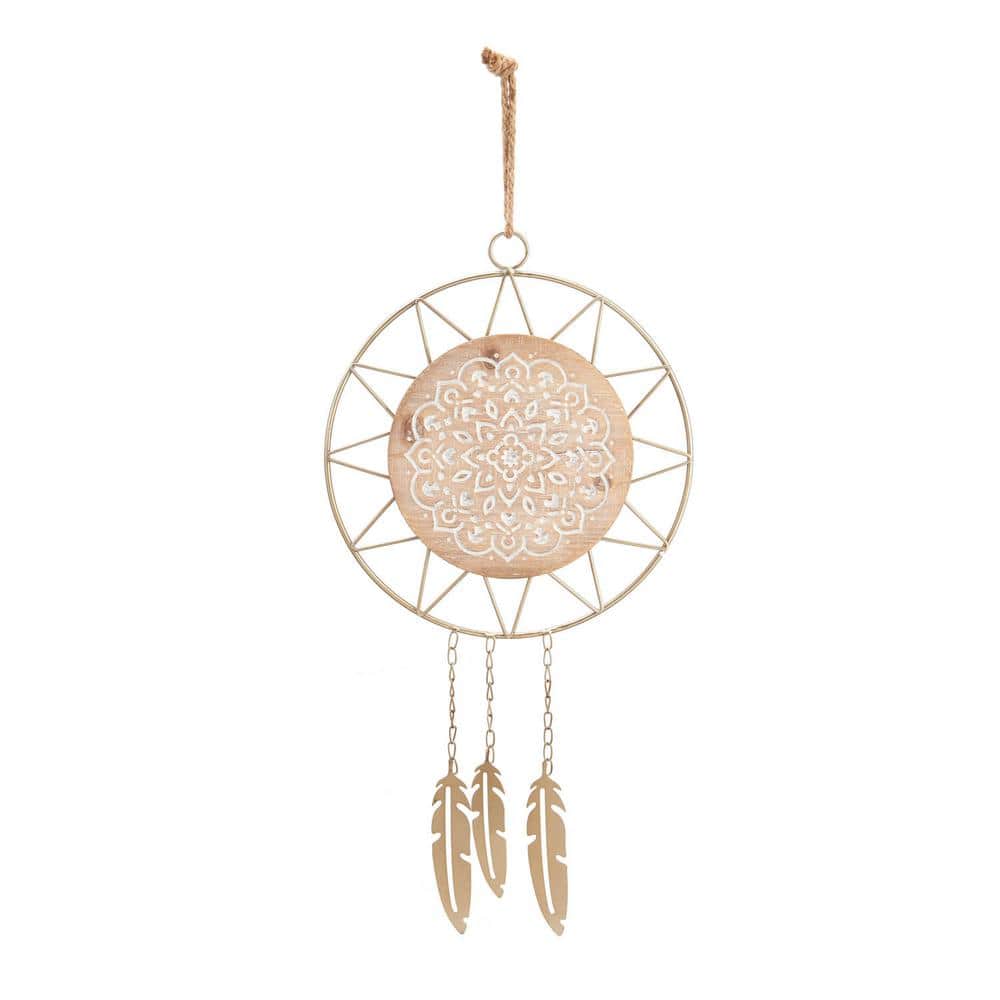 Modern Boho Wood and Metal Dreamcatcher Wall Decor