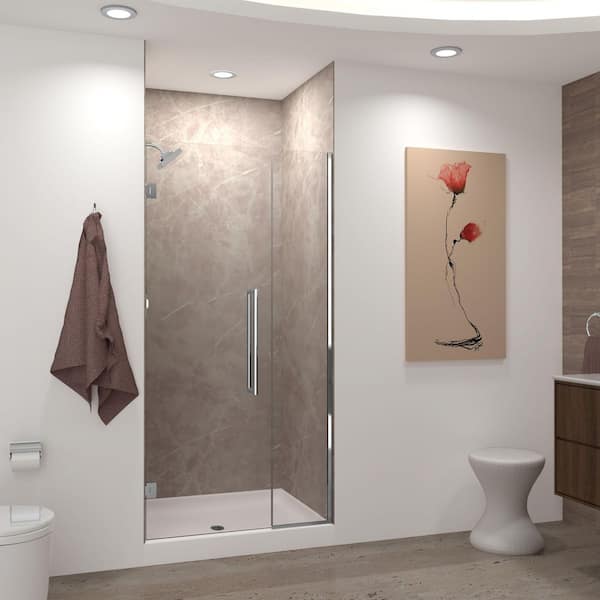 Transolid Elizabeth 44.5 in. W x 76 in. H Hinged Frameless Shower Door in Polished Chrome with Clear Glass
