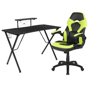 58 in. Green Ergonomic Computer Gaming Desk Workstation with Cup