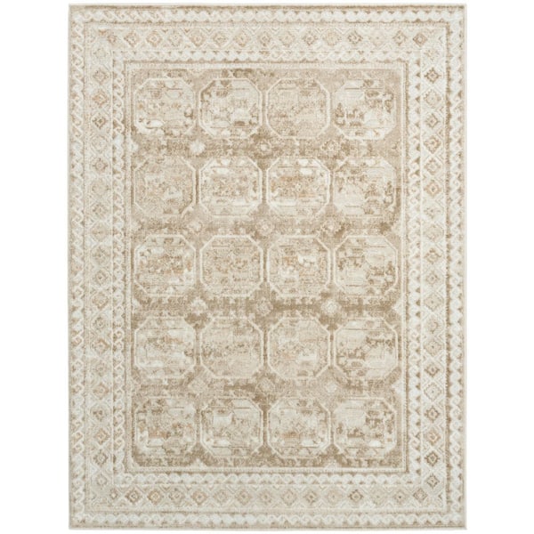 Nourison Dekor Ivory Taupe 5 ft. x 7 ft. Geometric Traditional Area Rug