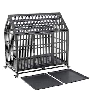 Heavy-Duty Dog Cage pet Crate with Roof and window on roof