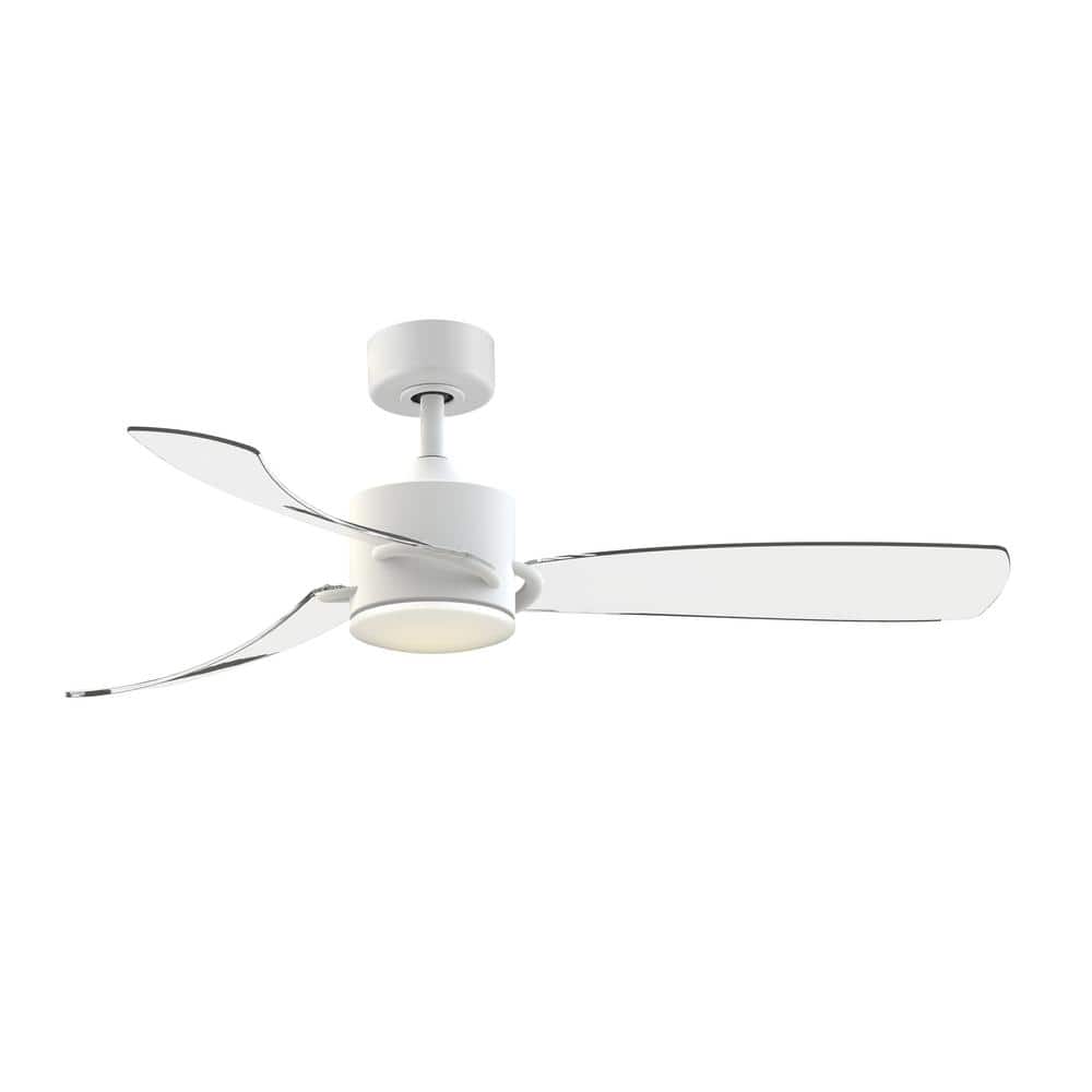 FANIMATION SculptAire 52 in. Integrated LED Indoor/Outdoor Matte White  Ceiling Fan with Clear Blades, Light Kit and Remote Control FP8511MW