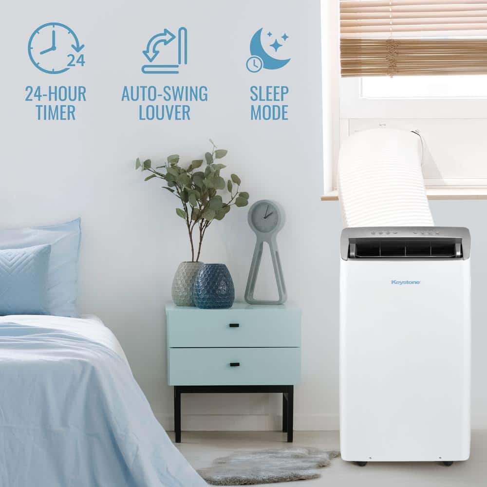 Keystone 14,000 BTU White Portable Air Conditioner with Heater and Remote
