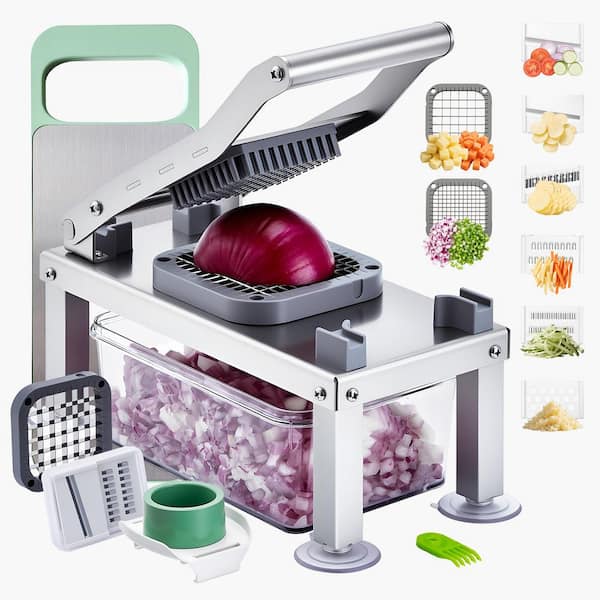 Vegetable Chopper Mandoline Slicer, All-in-1 Food Veggie Cutter with 8 Stainless Steel Blades, Cheese Grater Salad Dicer