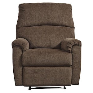 Brown Fabric Zero Wall Recliner with Pillow Top Armrests