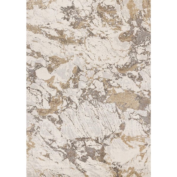 8 ft. x 11 ft. White And Gray Abstract Area Rug