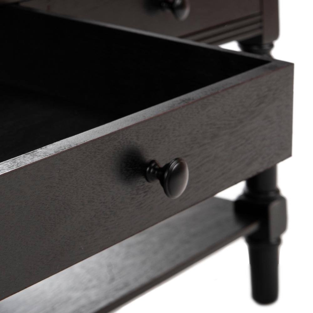Distressed Black Pine Wood Rectangular Coffee Table with Storage