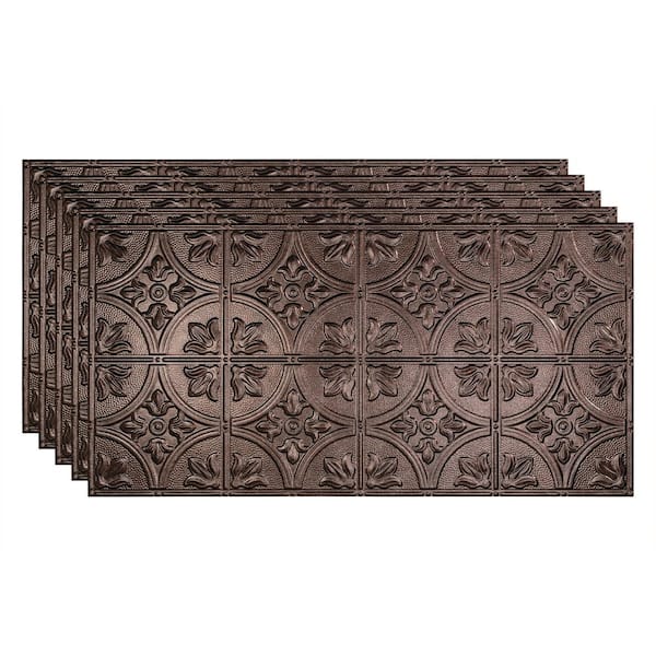 Fasade Traditional #2 2 ft. x 4 ft. Glue Up Vinyl Ceiling Tile in Smoked Pewter (40 sq. ft.)