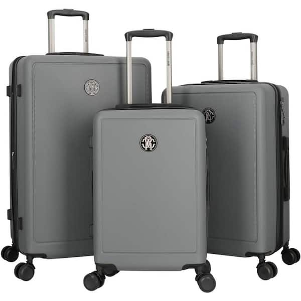 J&V TEXTILES Roberto Cavalli Luxury 3-Piece Gray Expandable Hard Shell with 8 Spinner Wheels Luggage Set